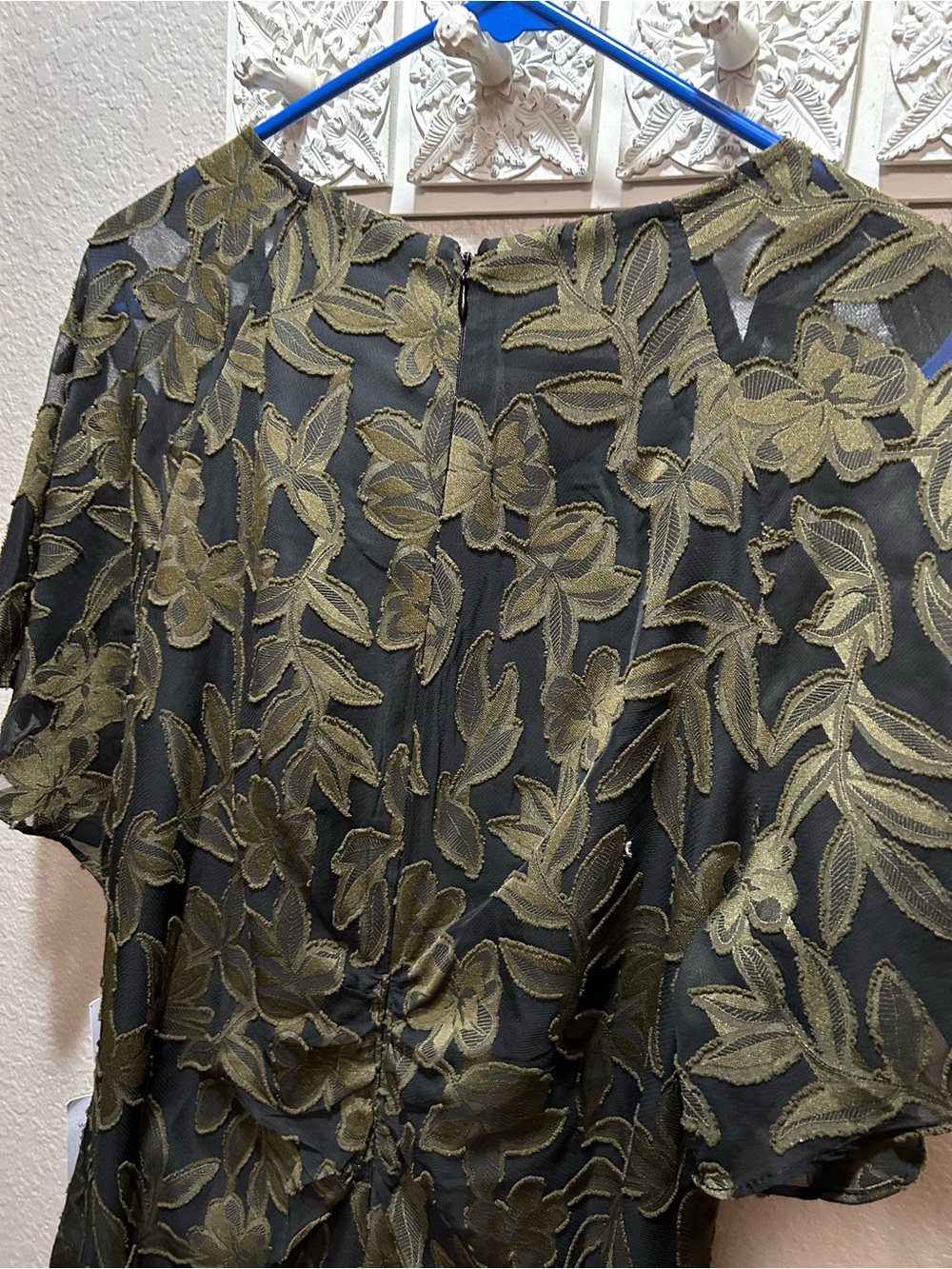 Maggy London Black and Olive Green Floral Maxi Dress - Picture 6 of 7